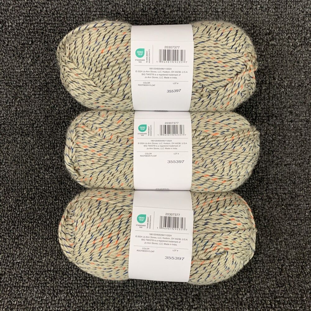 Lot Of 3 Big Twist Jellybean, Colorway Rootbeer Float, NEW 218.7yds Ea, 3.5oz - Picture 4 of 5